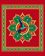 Vibrant Emerald Hummingbird Floral Medallion Rug