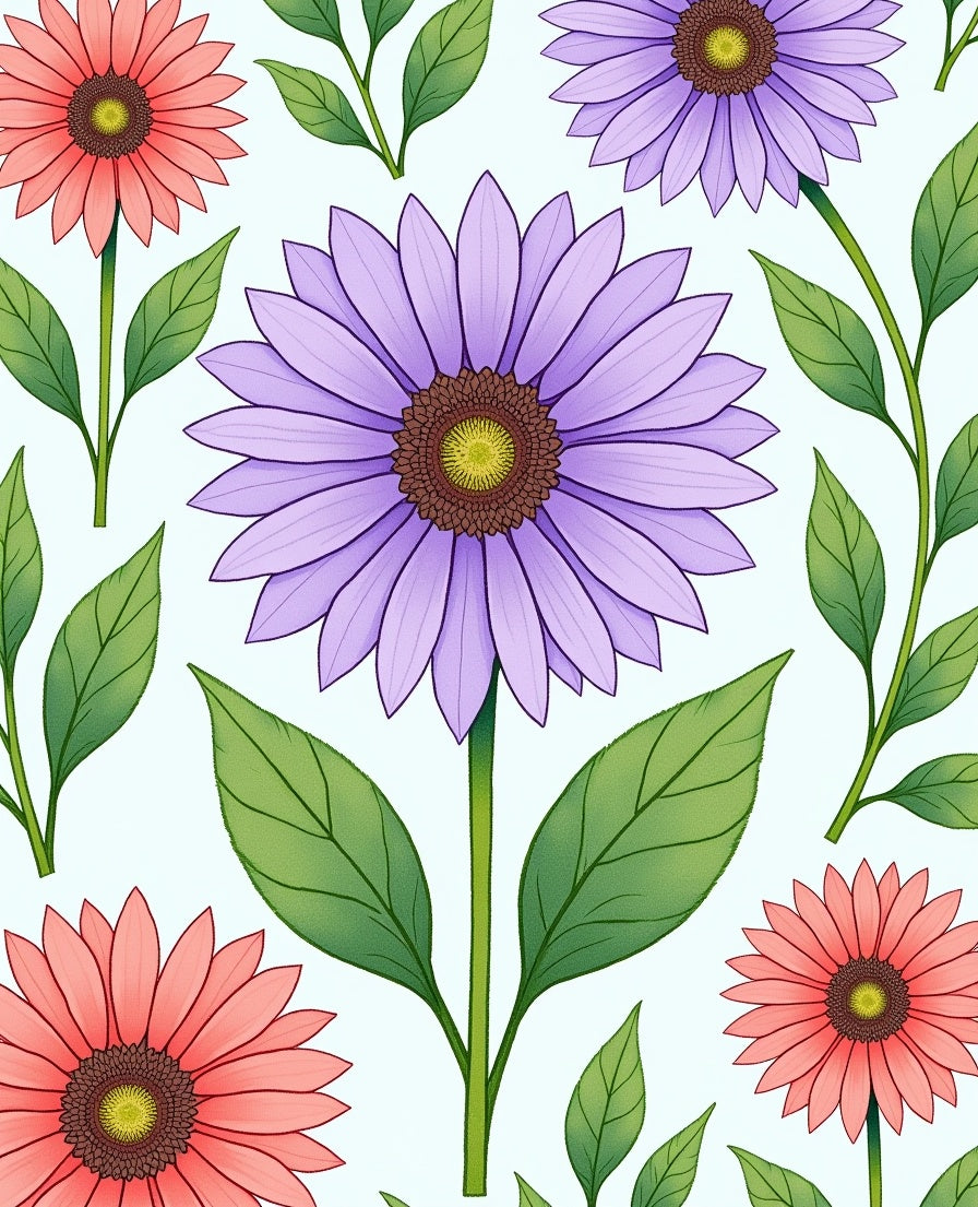 Purple Coral Daisy Garden Rug