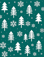Teal And White Winter Trees Snowflakes Rug