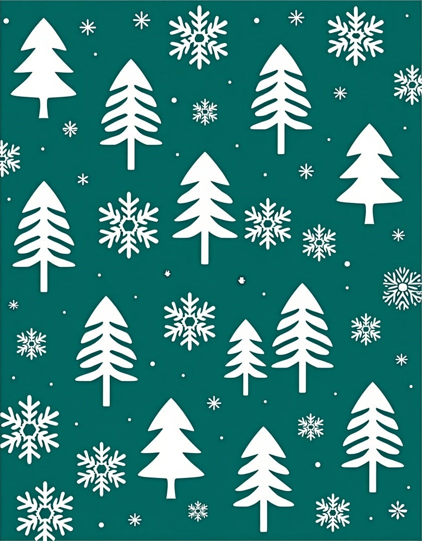 Teal And White Winter Trees Snowflakes Rug