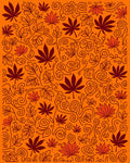 Burnt Orange Leafy Swirl Arrangement Rug