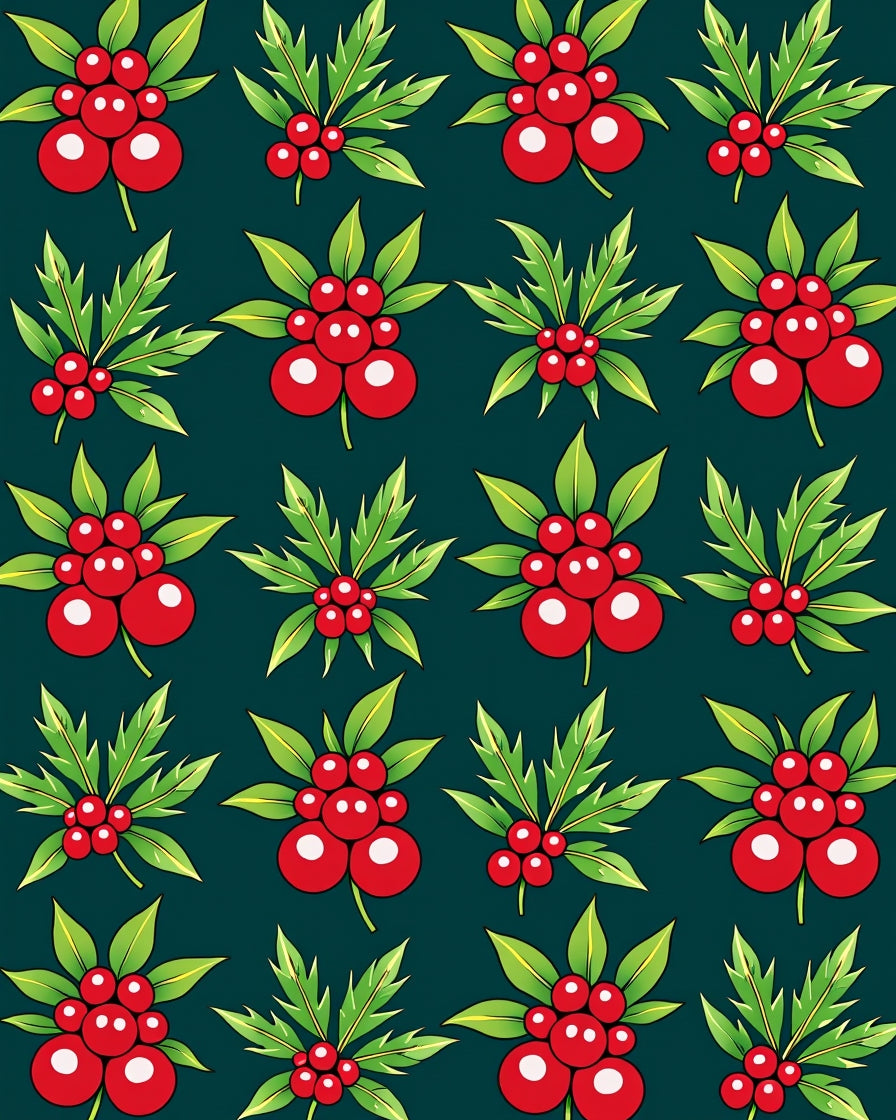 Christmas Red Holly Berry Foliage Rug