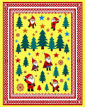 Festive Yellow Santa Claus Trees Stars Rug