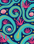 Sea Coral Swirl Yellow Star Rug