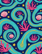 Sea Coral Swirl Yellow Star Rug