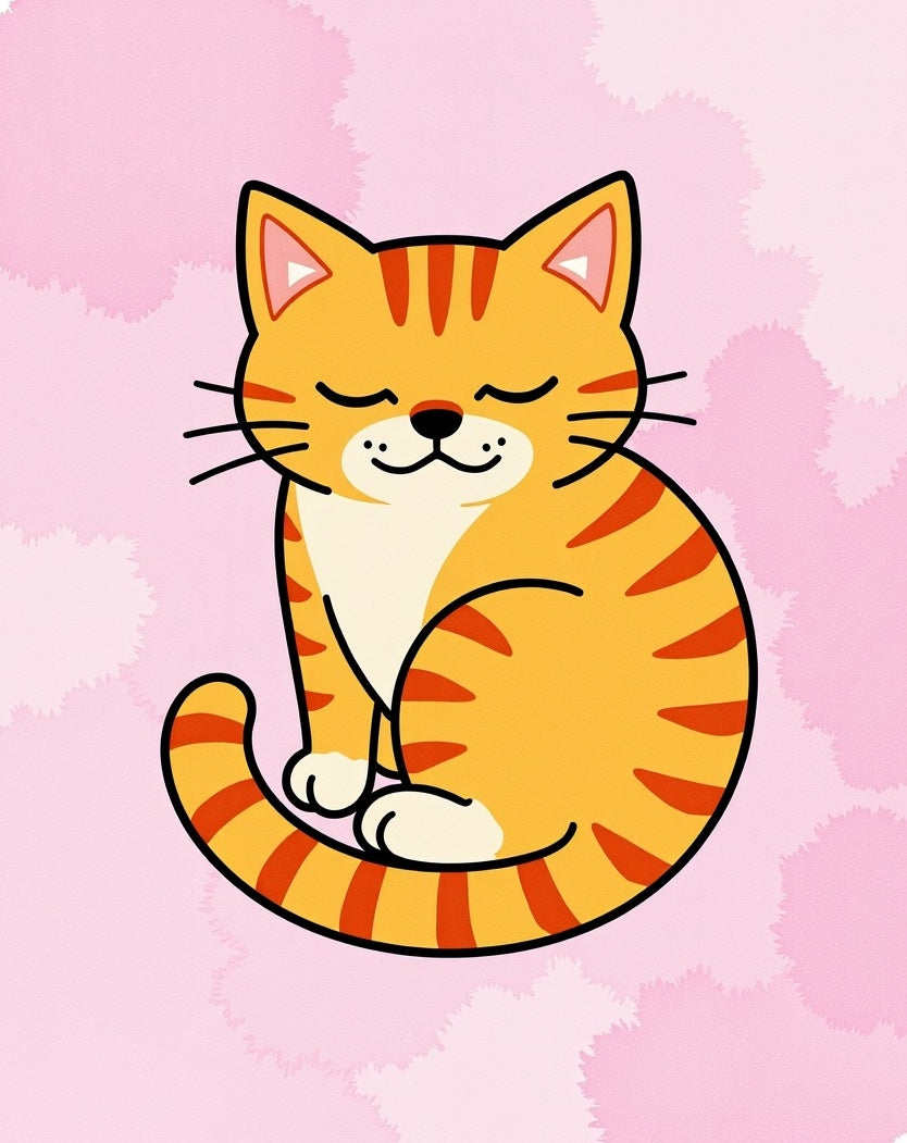 Orange Tabby Cat Pink Cloud Area Rug