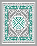 Emerald Teal Abstract Square Medallion Rug