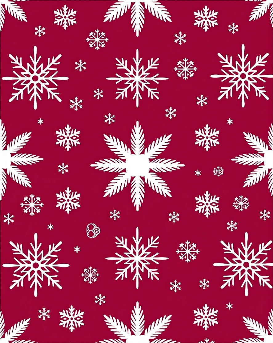 Crimson Snowflake Holiday Tile Rug