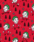 Christmas Elves Red Holiday Repeat Rug