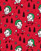 Christmas Elves Red Holiday Repeat Rug