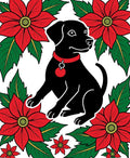 Black Labrador Poised Amongst Poinsettias Rug