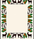 Rustic Deer Pinecone Foliage Border Rug