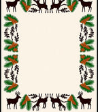 Rustic Deer Pinecone Foliage Border Rug