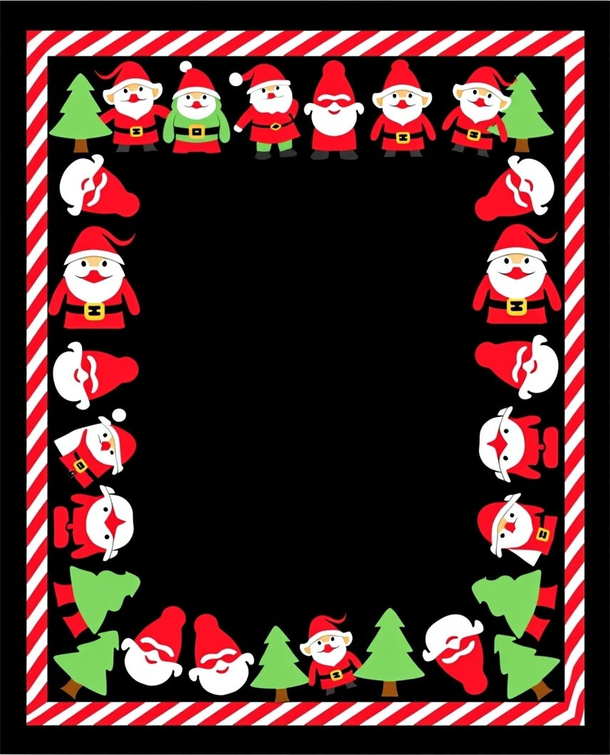 Christmas Gnomes and Trees Border Rug