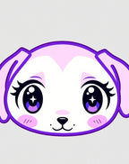 Cute Purple Kawaii Puppy Face Rug