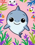 Cute Gray Shark With Fish. Rug