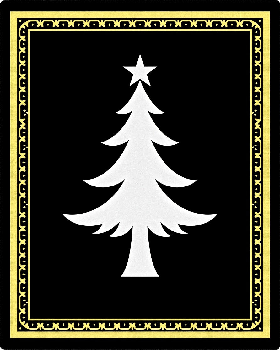 Elegant Black White Tree Border Rug