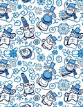 Whimsical Blue Snowman Swirls Rug