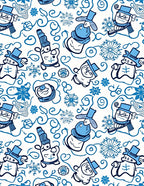 Whimsical Blue Snowman Swirls Rug
