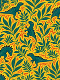 Yellow Green Dinosaur Floral Arrangement Rug