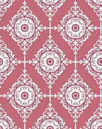Crimson White Intricate Medallion Repeat Rug