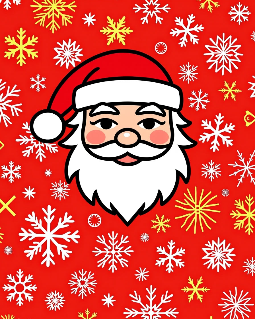 Festive Santa Claus Snowflake Scatter Rug