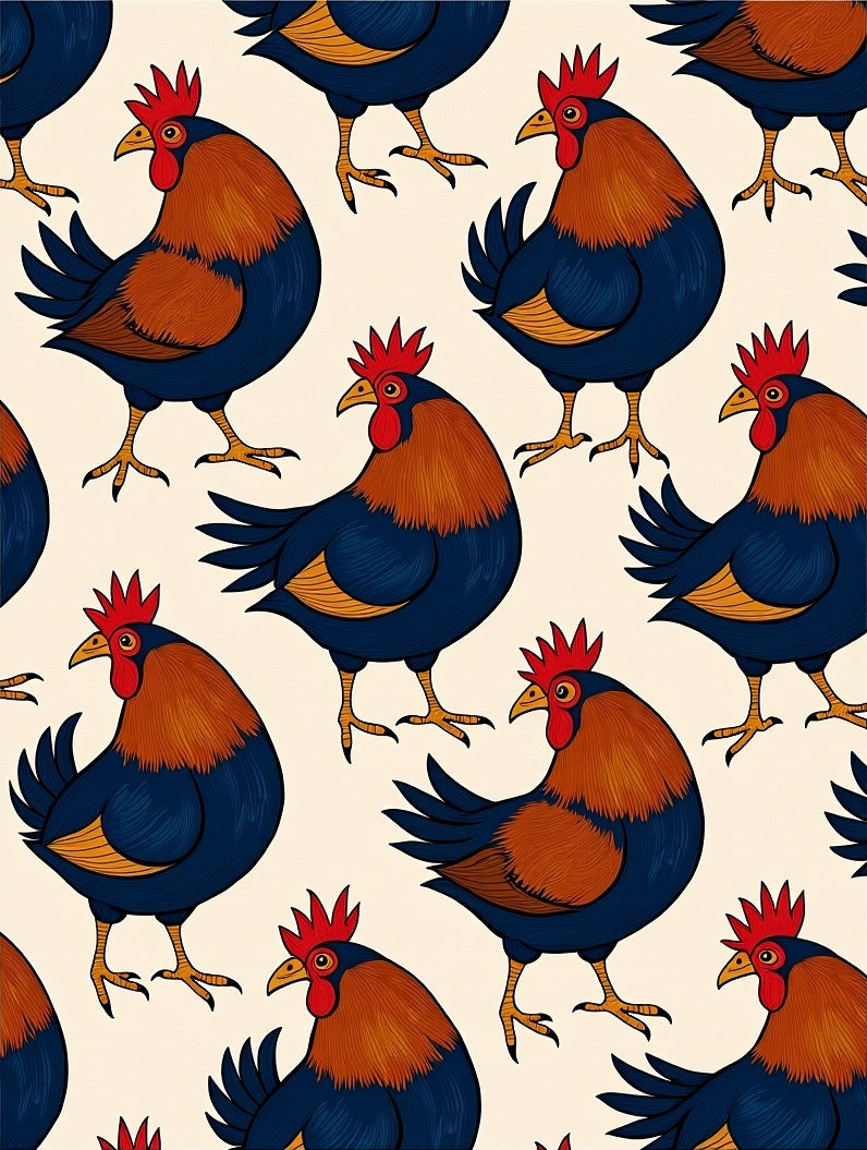 Farmhouse Rooster Charm Rustic Barnyard Rug