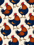 Farmhouse Rooster Charm Rustic Barnyard Rug