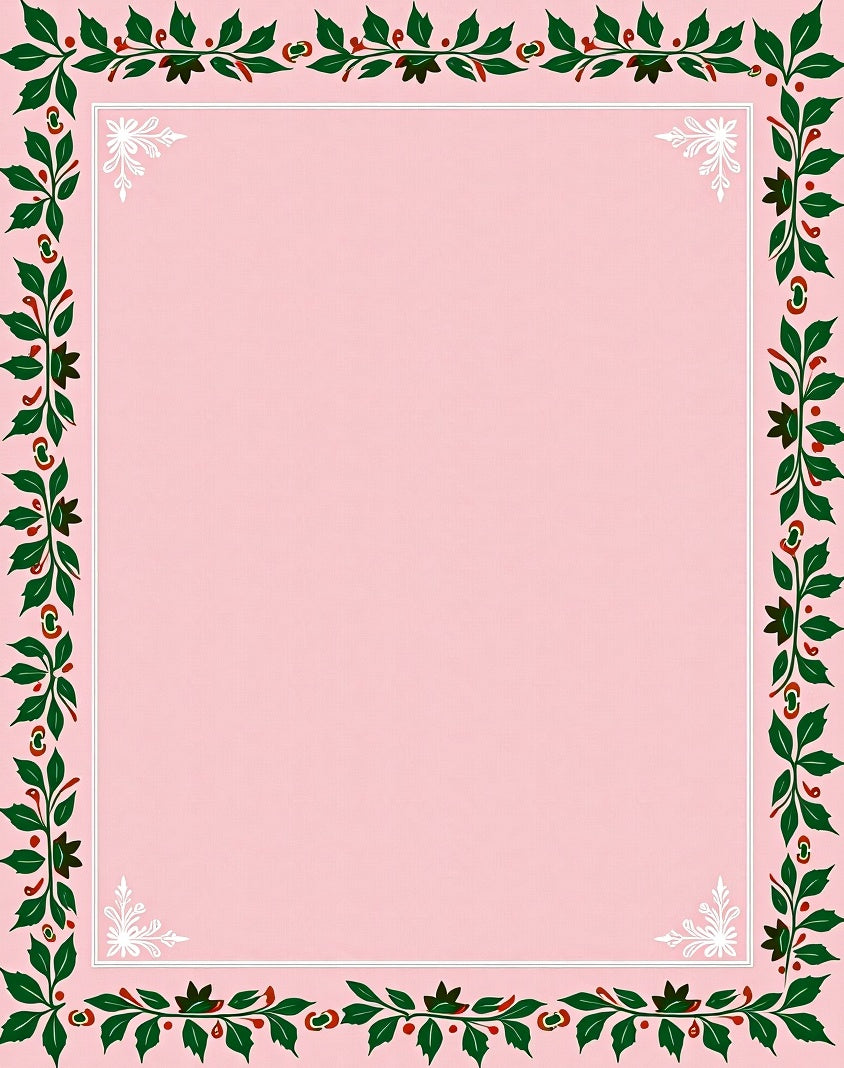 Pink Holly Berry Garland Border Rug