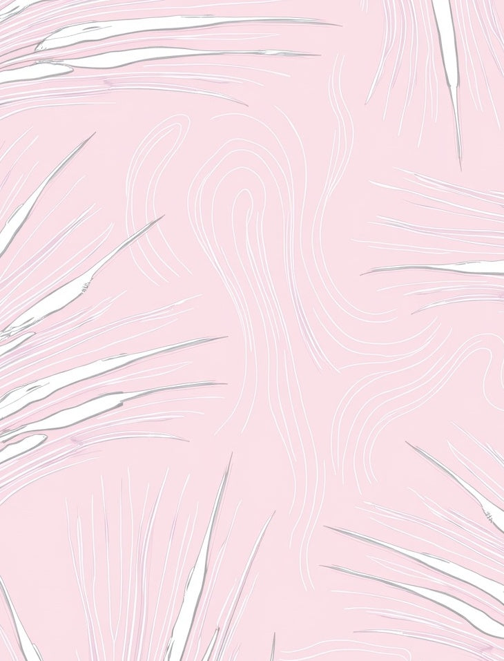 Pale Pink Abstract Leaf Swirl Rug