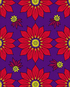 Vibrant Red Yellow Floral Collage Rug