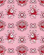 Crimson Unicorn Starburst Mandala Pink Rug