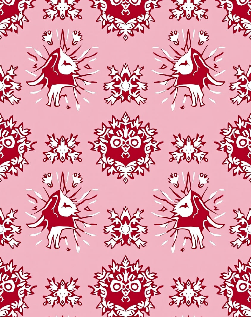Crimson Unicorn Starburst Mandala Pink Rug