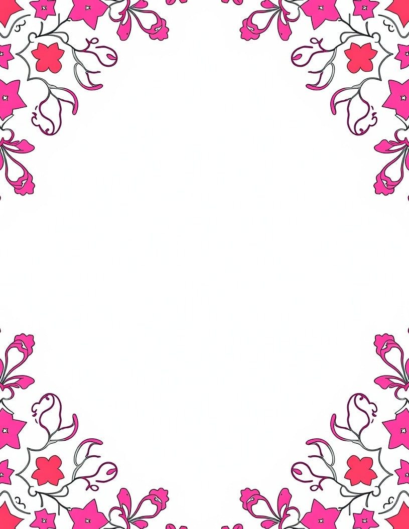 Bright Pink Floral Vine Medallion Rug