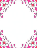 Bright Pink Floral Vine Medallion Rug