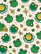 Whimsical Green Frog Pond Medley Rug