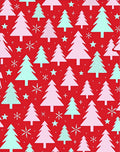 Red Christmas Trees Snowflake Cluster Rug