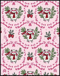 Whimsical Pink Strawberry Cat Medallion Rug