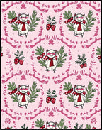 Whimsical Pink Strawberry Cat Medallion Rug