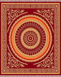 Crimson Sunburst Mandala Medallion Rug