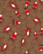 Red White Swirl Whimsical Christmas Figures Rug