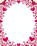 Pink Heart Vine with Bird Border Rug