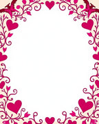 Pink Heart Vine with Bird Border Rug