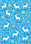 White Deer Blue Floral Swirl Rug
