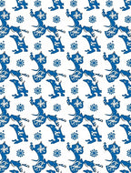 Bold Royal Blue Whimsical Figures Rug