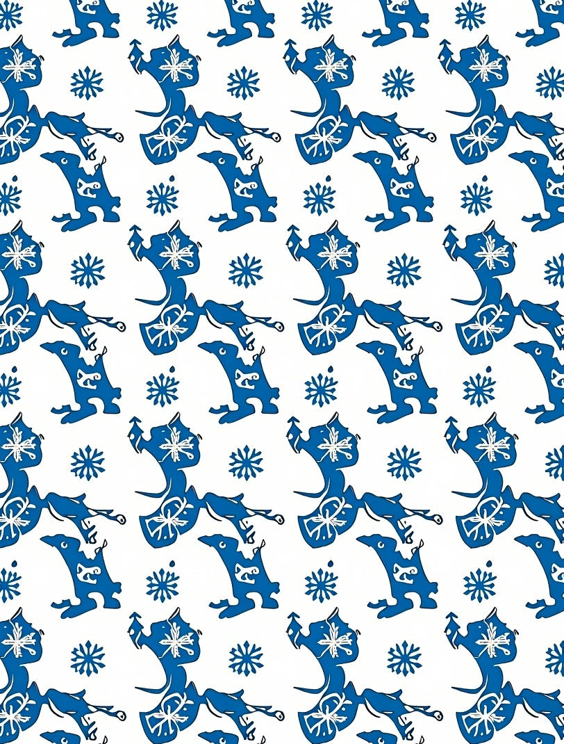 Bold Royal Blue Whimsical Figures Rug