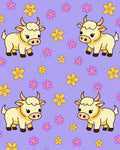 Cute Yellow Cow Floral Background Rug