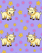 Cute Yellow Cow Floral Background Rug