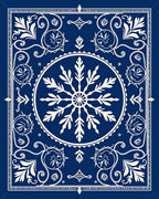 Deep Blue Snowflake Medallion Scrollwork Rug