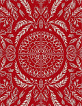Crimson White Intricate Floral Medallion Rug